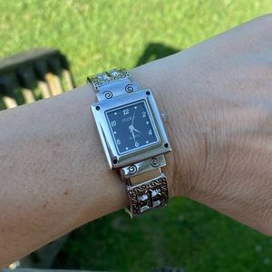 Studio Cuff bracelet Watch Christian cross fish Black face fully functioning